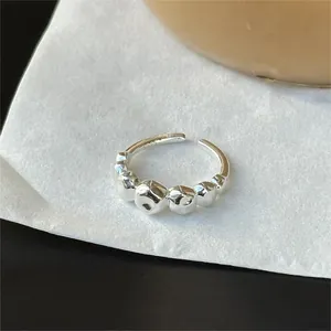 Close-up of S925 sterling silver irregular ring with liquid metal bubble design