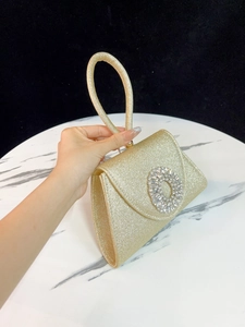 Funkelnde goldene Abendtasche mit Strassverschluss für Hochzeit und festliche Anlässe