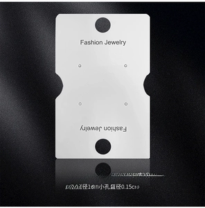 White 10x7cm jewelry display card with Fashion Jewelry text for earrings and necklaces