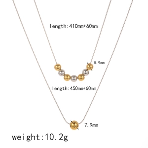 Ensemble de colliers double rang en acier inoxydable doré et argenté avec dimensions