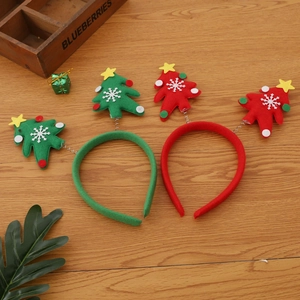 Christmas Tree Headband Felt Cloth Metal Spring Shake Hair Hoop Star Snowflake Decor Festive Party For Kids Adults