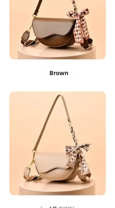 Detailed comparison of brown and khaki saddle bags with decorative scarves and metal chains
