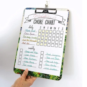 A4 wooden chore chart clipboard with Van Gogh art print and daily task checklist