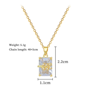 Detailed specs for leaf rectangular pendant necklace with cubic zirconia showing 5.1g weight
