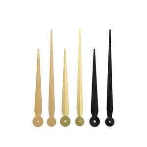 DIY clock hands set in matte gold, bright gold, and black finishes for clock repairs