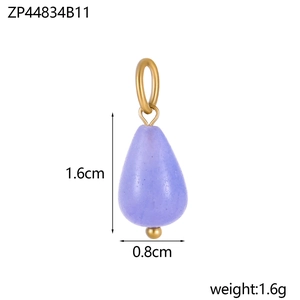 Light purple teardrop stone pendant with dimensions 1.6cm height and 0.8cm width