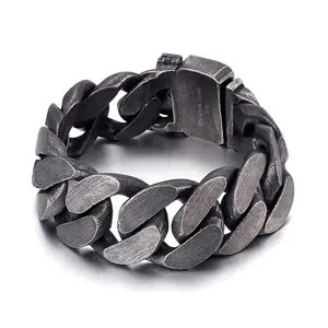 Men Chunky Cuban Link Bracelet 316L Stainless Steel Heavy Chain Industrial Punk Hip Hop Biker Jewelry