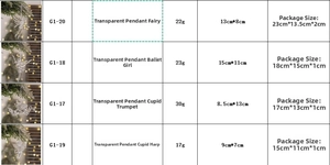Detailed size specifications for clear acrylic angel and ballerina Christmas ornaments