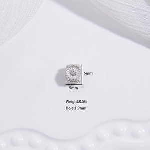 S925 sterling silver flower clover bead with colorful diamond for DIY jewelry