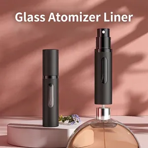 Portable 5ml glass perfume atomizer with matte black case and bottom refill feature