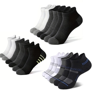 Men Athletic Ankle Socks Polyester Cotton Blend Breathable Mesh Arch Support Cushioned Low Cut Running Walking Performance