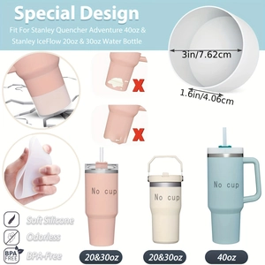 Dettaglio del copritazza in silicone, misure compatibili, custodia protettiva morbida senza BPA.