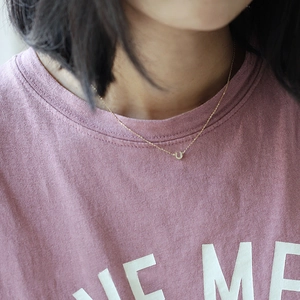 Minimalist S925 sterling silver 14K gold plated horseshoe necklace with mini crystals
