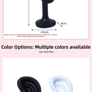 Silicone ear model display stands in black and white for jewelry store earring photography
