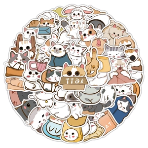 60 pieces of cute Japanese style cartoon cat stickers for laptop and suitcase decoration