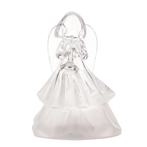 Clear crystal angel figurine with horn and frosted wings for Christmas lighting decoration