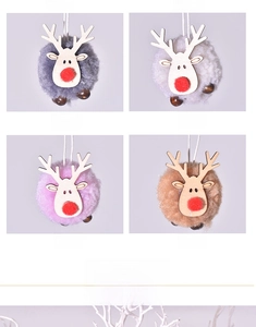 Ornement suspendu de pompon en peluche de renne de Noël pour décoration de fête et sapin