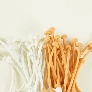Realistic PVC enoki mushroom models in white and brown for DIY hot pot display