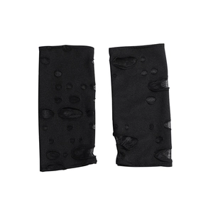 Guanti punk neri strappati in maglia con buchi per costumi cosplay di Halloween