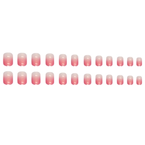 Faux ongles courts carrés dégradés rose et blanc avec 24 pièces pour manucure