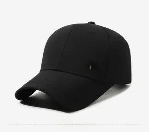 Detailed side view of black cotton baseball cap featuring gold metal Chinese calligraphy emblem