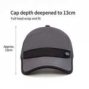 Men's breathable quick-dry baseball cap with 13cm deep crown and mesh panels for sun protection