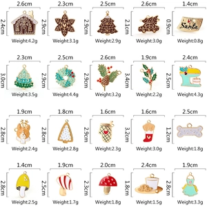Mixed set of 20 Christmas enamel charms including Santa, Reindeer, and Gingerbread designs
