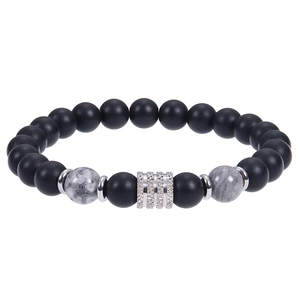 Bracciale Da Uomo In Perline Di Pietra Naturale Acciaio Inossidabile Occhio Di Tigre Ossidiana Lapis Elastico