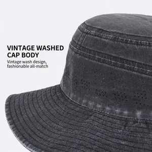 Bob en jean délavé vintage gris anthracite avec œillets d'aération respirants