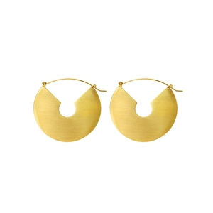 Golden brushed stainless steel geometric hollow earrings in a minimalist fashion style