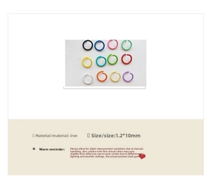 Close-up of 12-color 1.2x10mm lacquered iron jump rings for DIY jewelry accessories