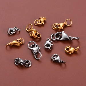 DIY stainless steel lobster clasps with jump rings in gold and silver for jewelry making
