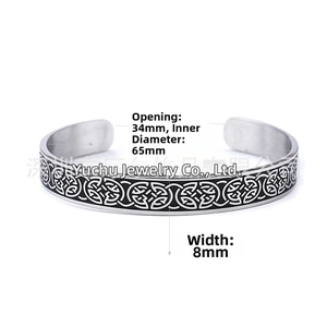 Détail du bracelet Viking de 8mm avec motifs celtiques et dimensions précises