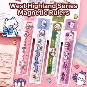 Dettaglio dei segnalibri magnetici Westie cucciolo in rosa, blu, verde e viola