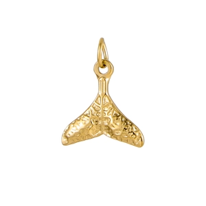 Detailed macro view of 18K gold plated stainless steel whale tail charm for DIY jewelry