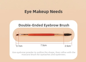Dual-ended eyebrow brush with angled bristle head and spiral spoolie for eye makeup