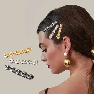 Zinc Alloy Chain Link Hair Clips Metal Retro Bobby Pins Elegant Bangs Barrette For Women Girls Minimalist Headwear