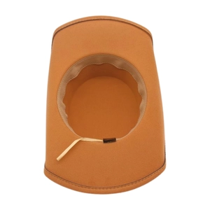 Detail view of the wool felt hat interior featuring a sweatband and adjustable drawstring
