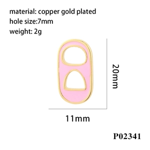 Pink enamel soda tab pendant 20x11mm dimensions and technical specifications diagram