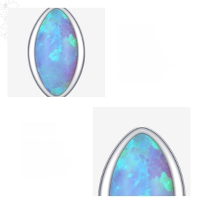 Macro detail of S925 sterling silver earring with a blue-green Brazilian opal gemstone