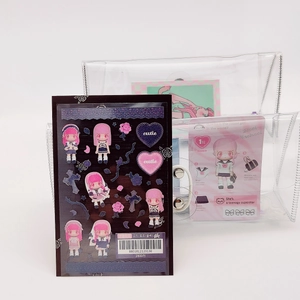 Gothic style sticker set with pink intro card and transparent PVC storage bag pouch