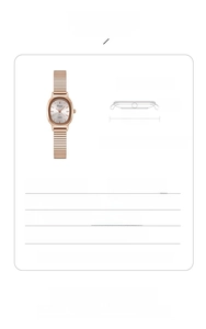 Detailed view of women's vintage rose gold quartz watch with dimensions and specifications