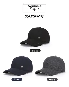 Detailed view of men's winter baseball caps showing metallic logo and fabric texture