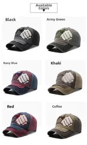 Casquettes de baseball en denim délavé vintage en noir, vert, bleu, kaki, rouge et café