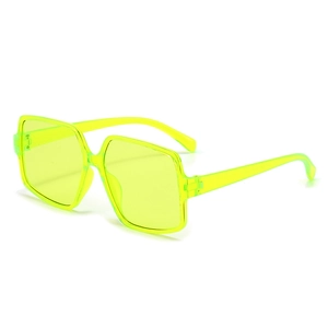 Oversized irregular square sunglasses in neon yellow green with thick stylish frames