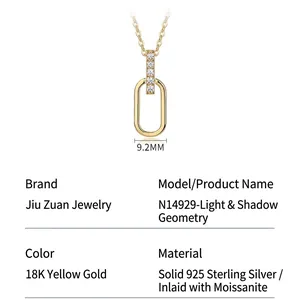 Minimalist 18K gold plated 925 silver U-shaped necklace with moissanite pendant