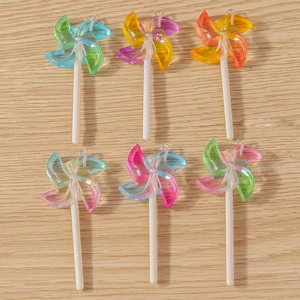 Colorful gradient windmill lollipop resin pendants for DIY jewelry making 6pcs set