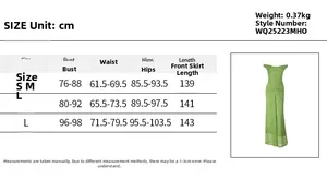 Guide des tailles pour robe longue à paillettes avec mesures détaillées pour S, M, L