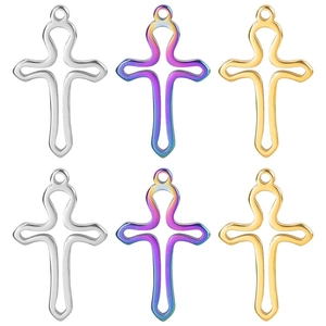 Minimalist Hollow Cross Pendant 304 Stainless Steel Vacuum Plated DIY Jewelry Charms Fashion Accessory For Women