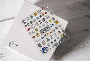 Detail of 5D cute cartoon animal nail stickers TS-014 featuring koalas and penguins